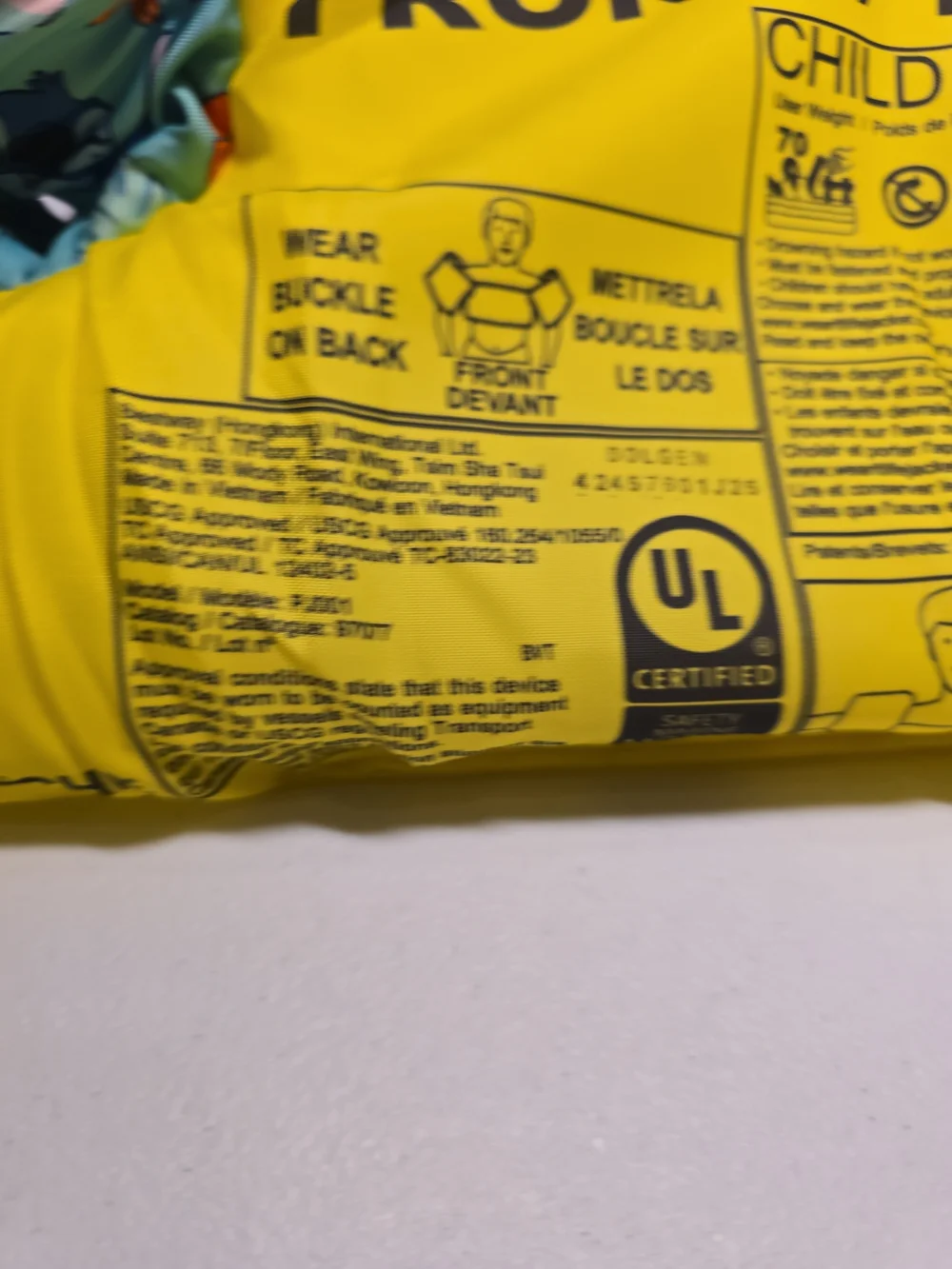Kids Swim Arm Float with Yellow Center and Teal Print